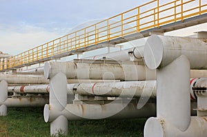 Steel pipes in crude oil factory