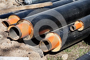 Steel pipes with heat insulation