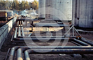 Steel pipes on industrial enterprise