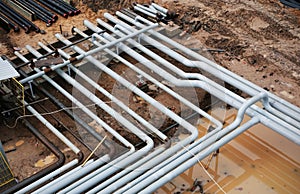 Steel pipes on a newly industrial enterprises