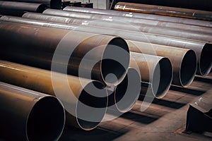 Steel pipes in warehouse