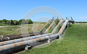 steel pipes for water drainage connected to a very powerful pump to avoid flooding and to irrigate the fields