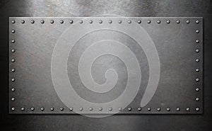 Steel plate with rivets over metal background