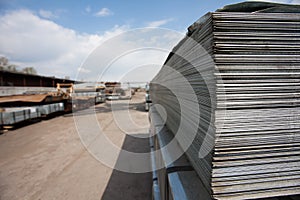 Steel plates at construction