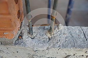 The steel is permanently bonded to the cement with epoxy glue. Steel plug epoxy glue. photo