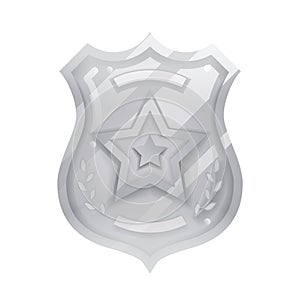 Steel police officer badge icon protection insignia law order isolated decoration design vector illustration