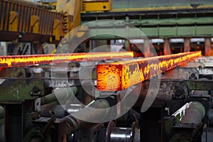 Steel production in electric furnaces. Sparks of molten steel. Electric arc furnace shop .