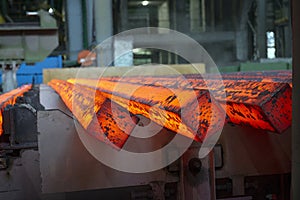 Steel production in electric furnaces. Sparks of molten steel. Electric arc furnace shop .