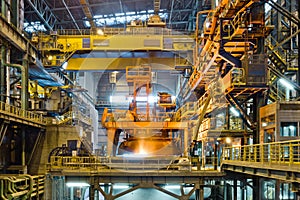 Steel production at the metallurgical plant