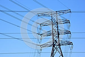 Steel Pylon with Criss Cross Electric Power Cables