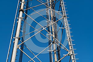 Details of steel truss, reticular structure of a repeater antenna or pylon, tower photo