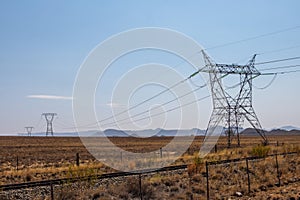 Steel pylons for electricity power lines in South Africa