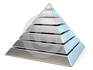 Steel pyramid with seven levels. 3D photo