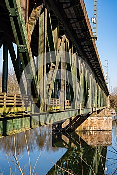 Steel railroad bridge over the Ruhr near Essen Kettwig