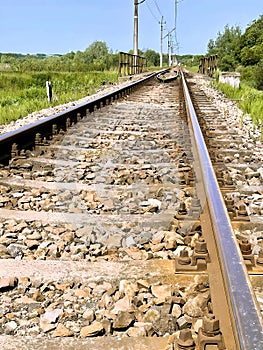 Steel rails on a single track railway