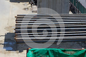 Steel rebar in a construction site in a construction site