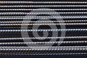 Steel rebar in a construction site in a construction site