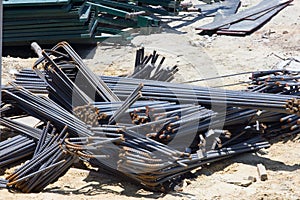 Steel rebar in a construction site in a construction site