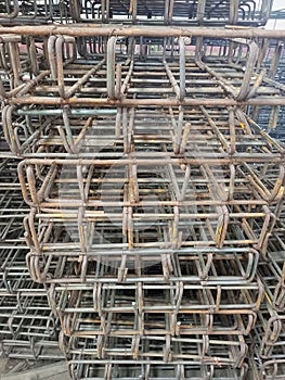 steel rebar for reinforced concrete at building construction site