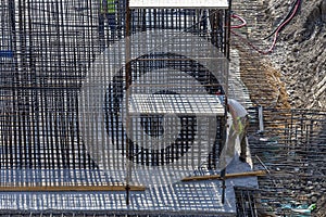 Steel rebar reinforcemen at construction site