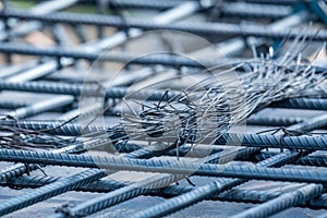 Steel rebars for reinforced concrete with wire