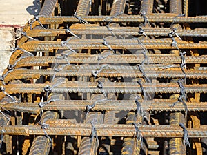 A steel reinforcement bar was used to reinforce concrete at the construction site.