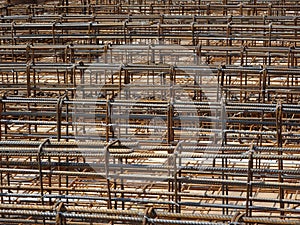 A steel reinforcement bar was used to reinforce concrete at the construction site.