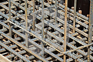 Steel reinforcement bars. Steel rods or bars used to reinforce concrete