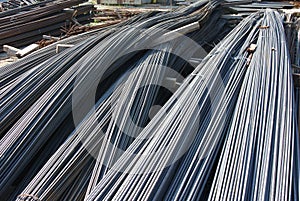 Steel reinforcement bars. Steel rods or bars used to reinforce concrete