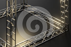 Steel reinforcement with dark background, 3d rendering