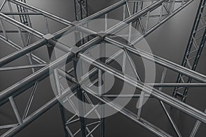 Steel reinforcement with dark background, 3d rendering