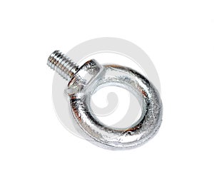 Steel ring bolt. Ironmongery. White background, photo