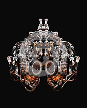 Steel robotic lungs, 3d illustration