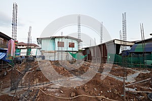 Steel rod for beam and pillar at construction site