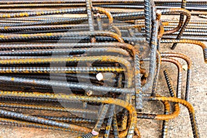 Steel rods or bars used to reinforce