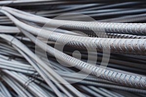 Steel rods or bars used to reinforce concrete