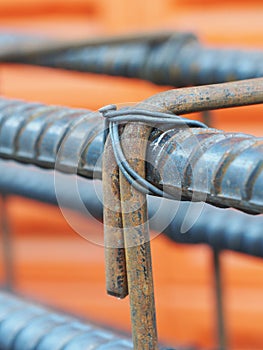 Steel rods or bars used to reinforce concrete technicians.