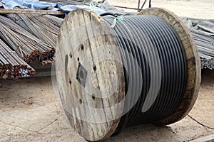 Steel rods and Iron wire in roll on construction Site