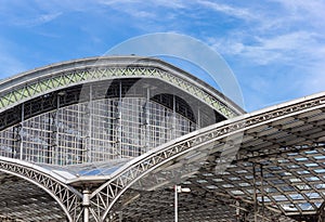 Steel roof of the modern train station in Cologne