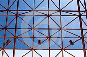 Steel roof structure with glass over