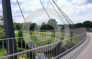 Steel ropes of cable-stayed Footbridge in Frankenberg, Saxony, Germany