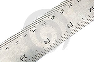 steel ruler isolated white background top view