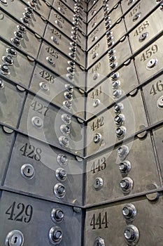 Steel safe boxes in the bank