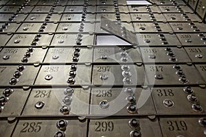 Steel safe boxes in the bank