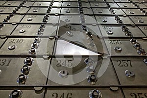 Steel safe boxes in the bank