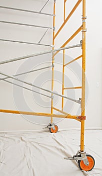 Steel scaffolding assembled indoors photo