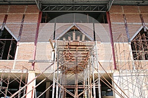 Steel scaffolding of building construction