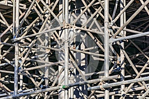 Steel scaffolding for the construction of a building