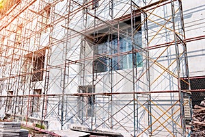 Steel scaffolding at construction