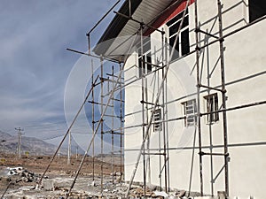 Steel scaffolding for various construction work.